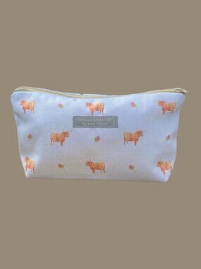 NWT Highland Cow Organic Cosmetic Bag Rebecca Cropper Lake District Britain